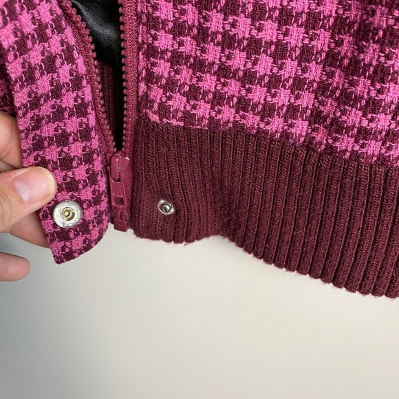 Billabong Women's Lumber Jane Houndstooth Plaid Wool Blend Bomber Jacket Zip Up‎ - Picture 8 of 16